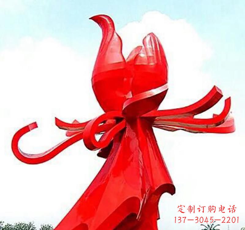 云南不锈钢玫瑰雕塑,传递爱与和平