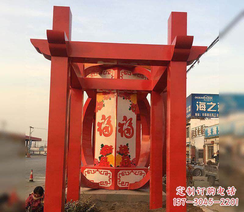 云南不锈钢灯笼雕塑——点亮中国梦