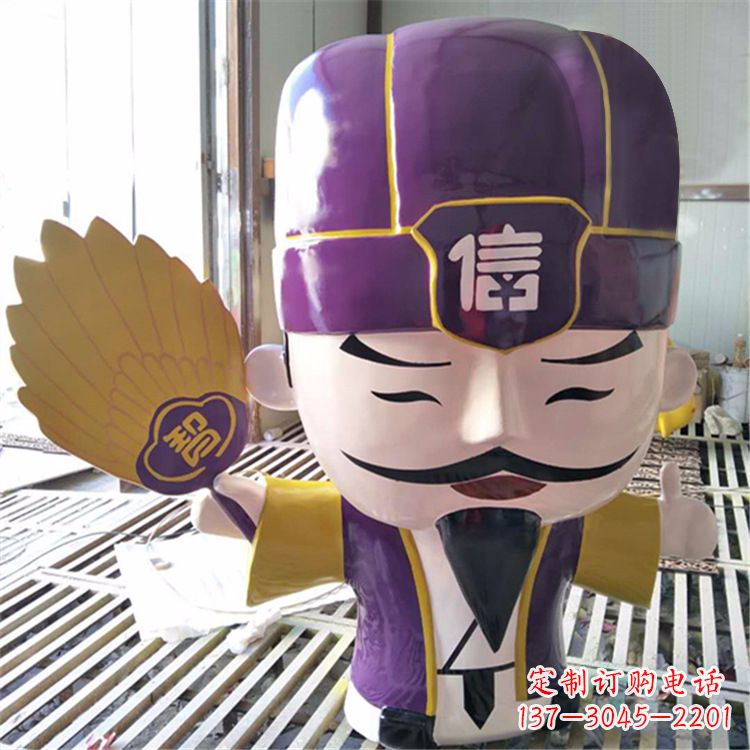 云南彩绘诸葛亮雕塑-玻璃钢公仔名人三国人物