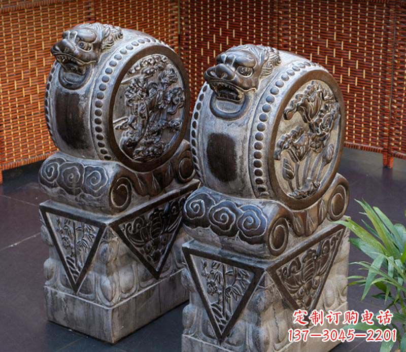 云南仿古石门墩雕塑,提升茶楼景观