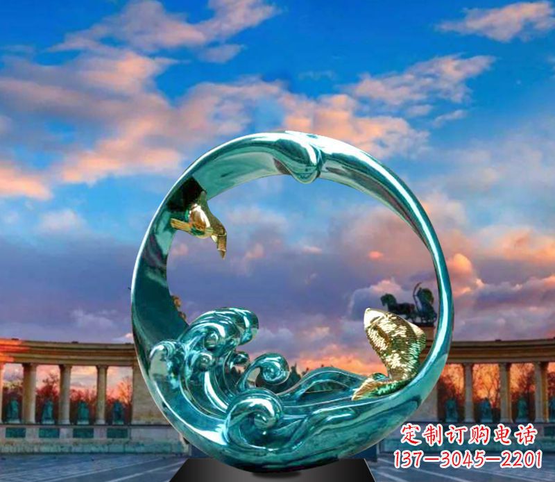 云南城市之环不锈钢彩银雕塑