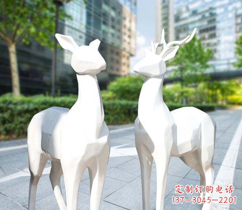 云南景观雕塑鹿形不锈钢块面