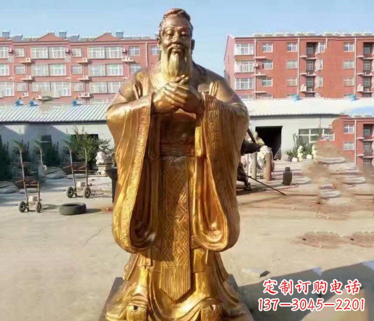 云南纯铜校园古代孔子人物铜雕塑