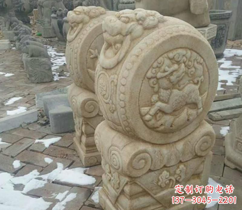 云南大理石抱鼓公园门墩雕塑——精美雕刻展现灵动之美