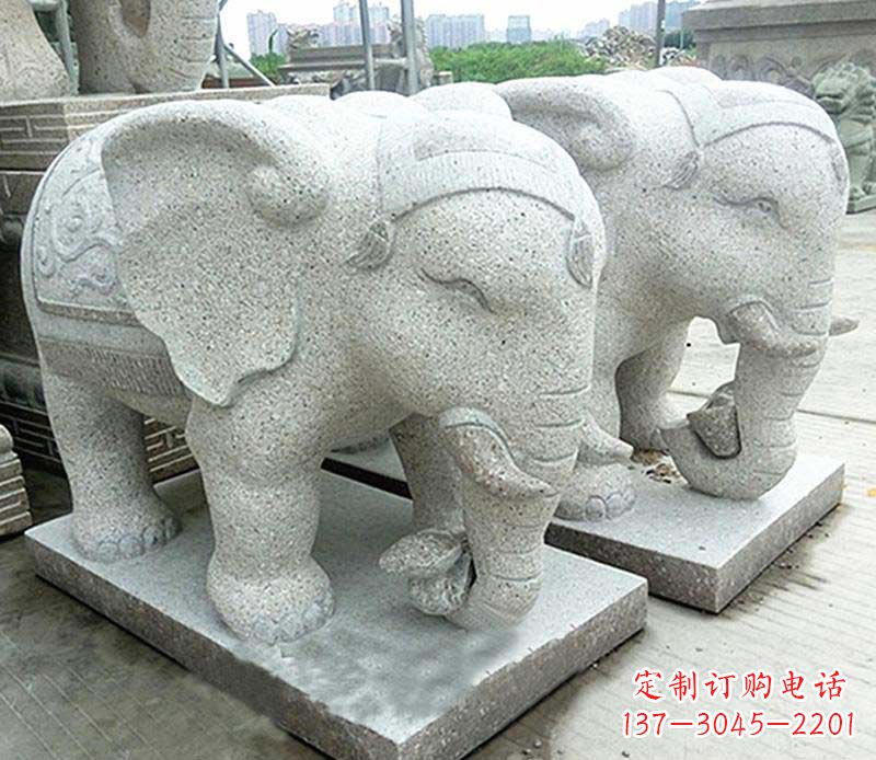 云南大理石制作的精美招财大象雕塑