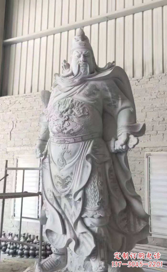 云南大理石关公雕塑,精美绝伦