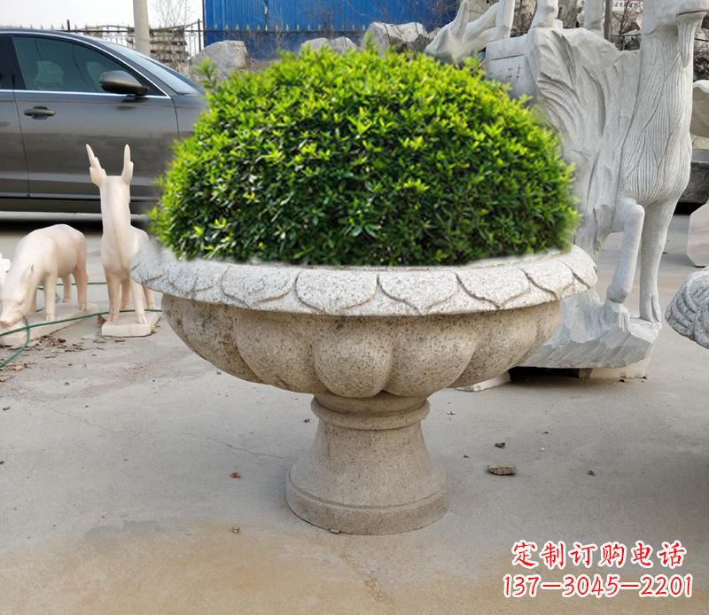 云南优雅大理石花盆雕塑