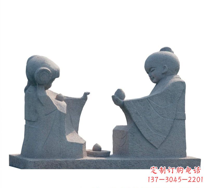 云南传统风情——大理石孔融让梨雕塑
