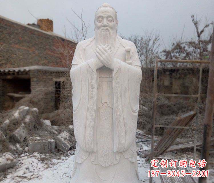 云南大理石孔子行教像古代名人石雕