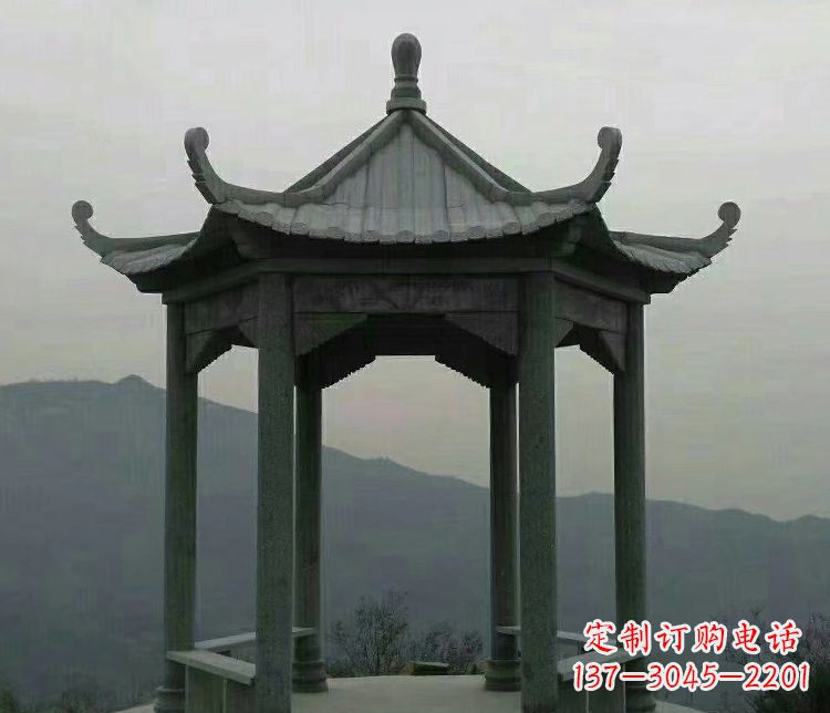 云南考究工艺,奢华大理石六角凉亭雕塑