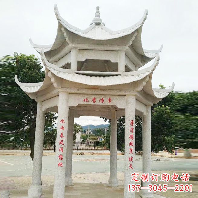 云南大理石凉亭双层雕塑