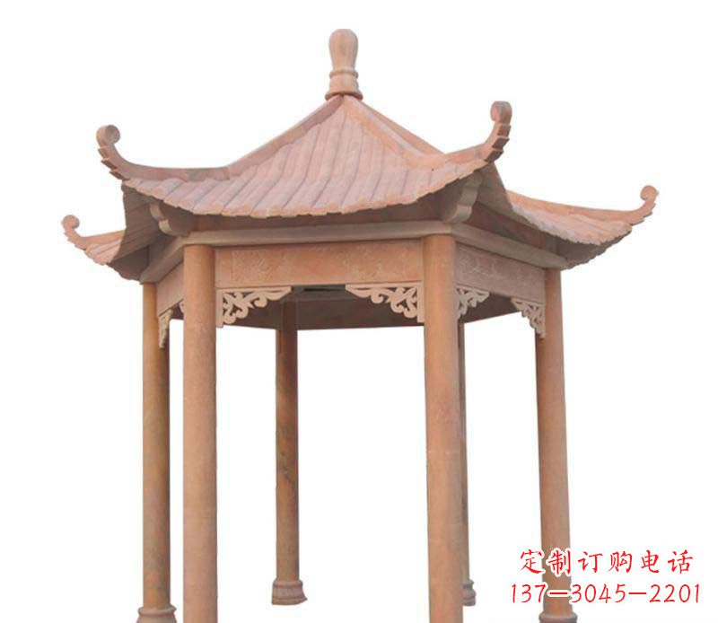云南大理石六角凉亭雕塑