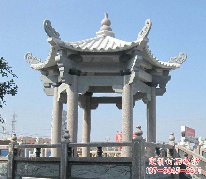 云南大理石六角凉亭石雕,为您的家园带来浪漫情怀