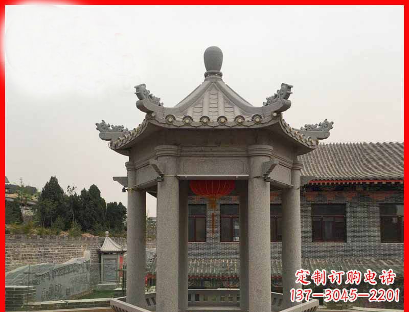 云南大理石六角凉亭石雕