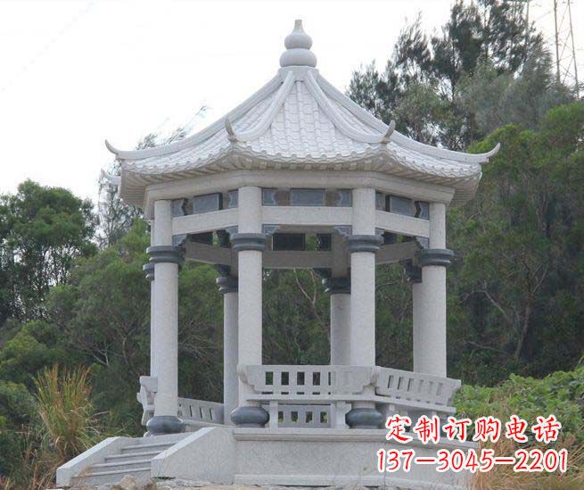 云南大理石六角石雕凉亭营造舒适环境的完美体现