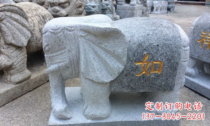 云南精美大理石石象雕塑