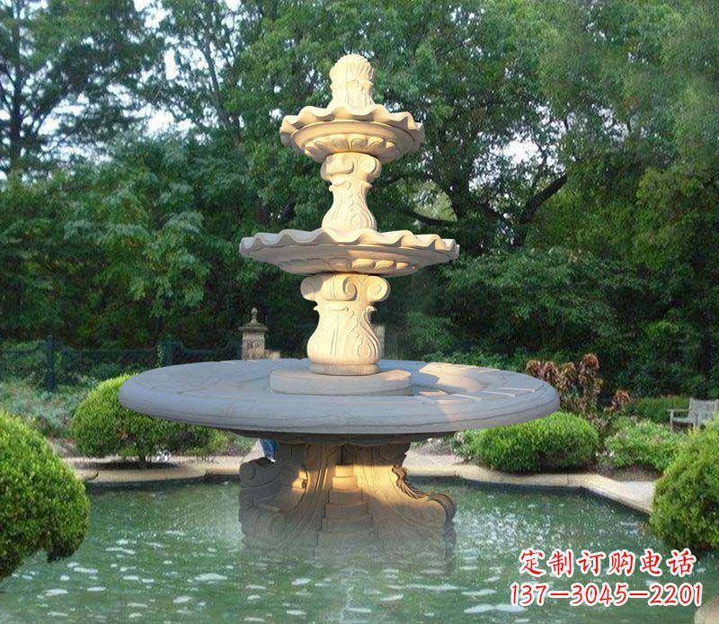 云南大理石三层喷泉雕塑
