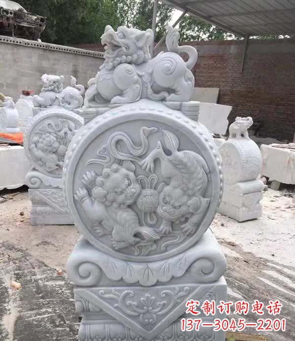 云南大理石狮子抱鼓石雕塑