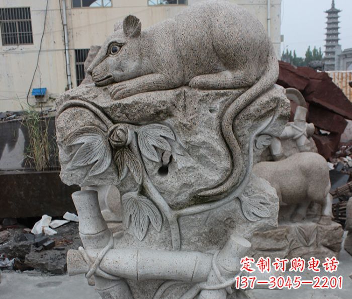 云南大理石生肖鼠石雕