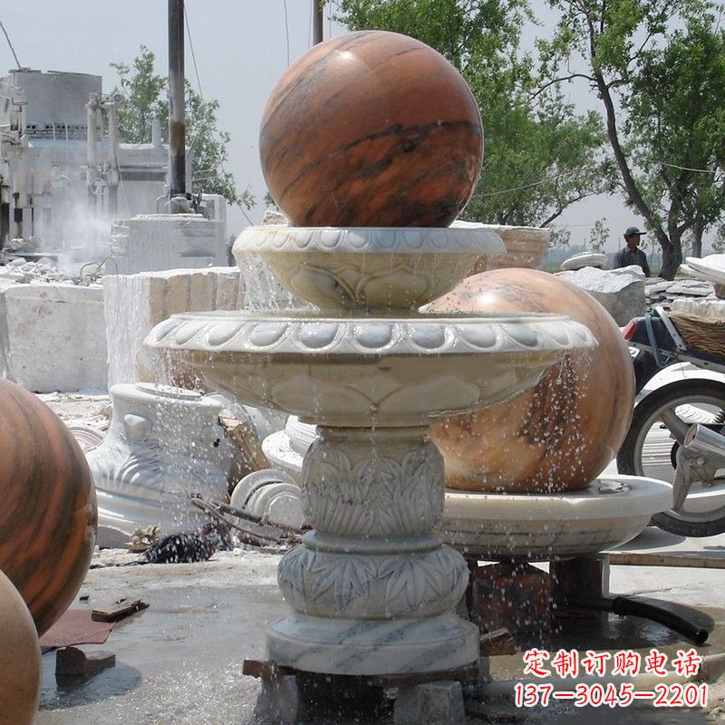 云南大理石石雕风水球精美绝伦的雕塑艺术