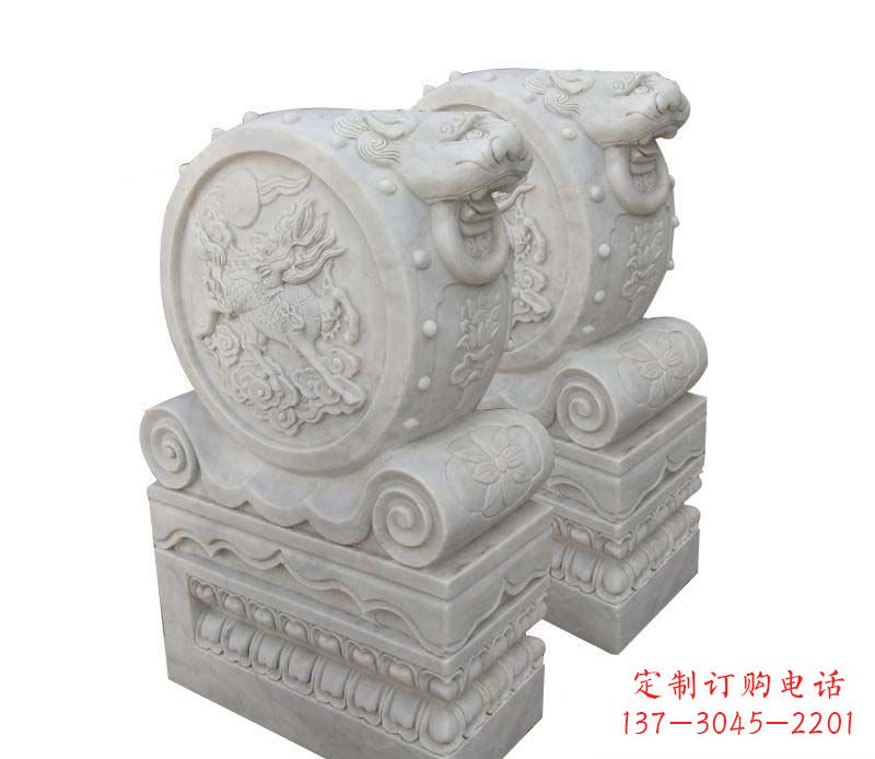 云南大理石狮子头门墩雕塑