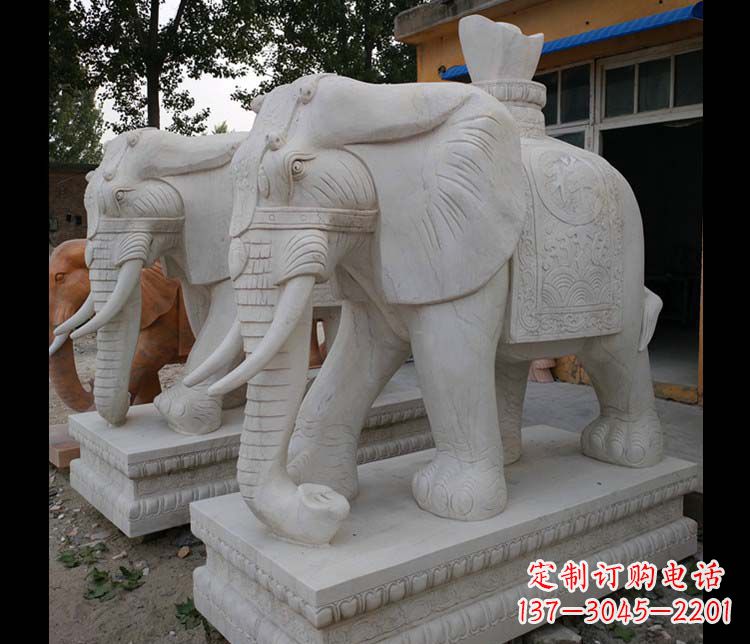 云南大理石大象雕塑，招财进宝
