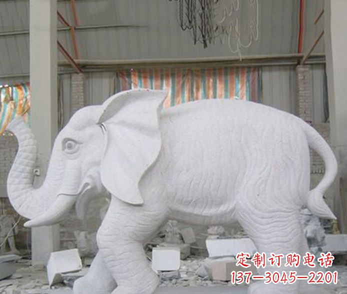 云南象征财富的大理石招财大象雕塑