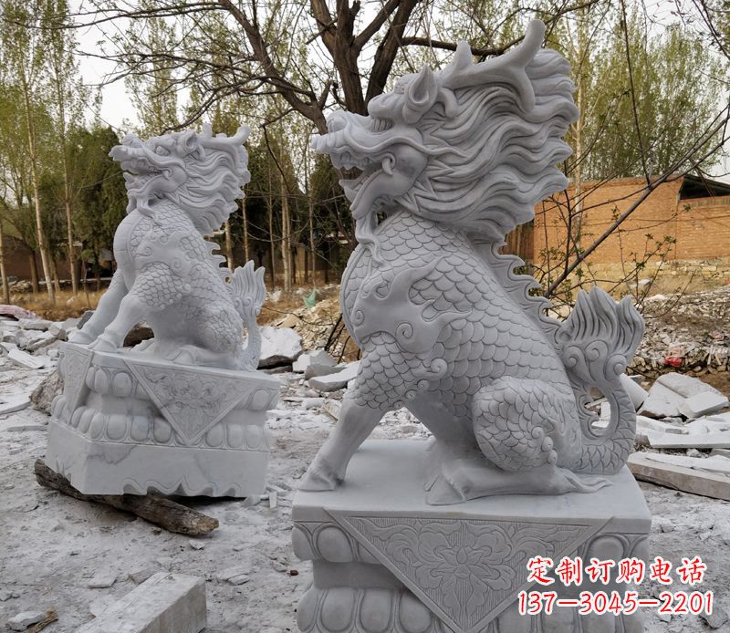 云南优雅大型大理石麒麟门口石雕