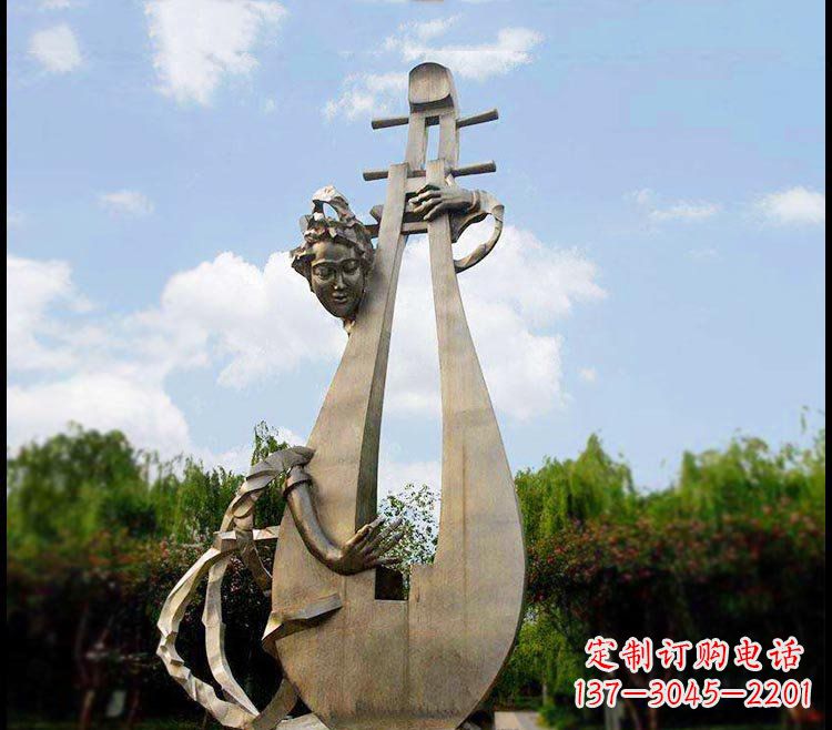 云南精美铜雕琵琶雕塑