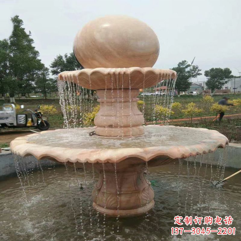 云南大型石材风水球-公园园林水景喷泉雕塑