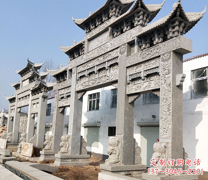 云南五门仿古牌坊石雕