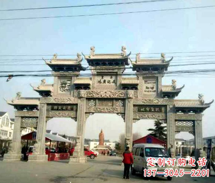 云南大型五门石雕牌坊 (3)