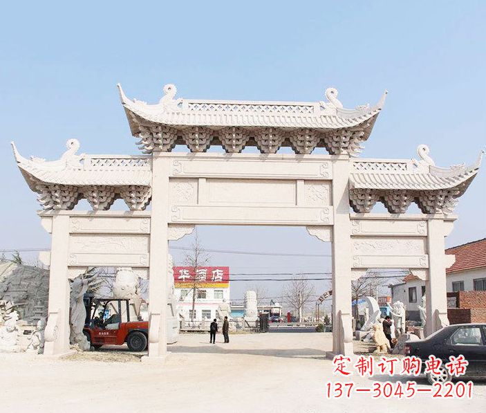 云南道路三门石牌坊石雕 (2)