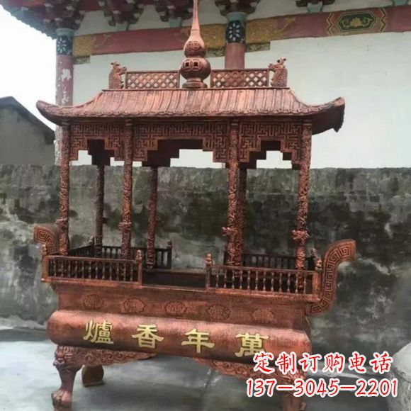 云南雕刻蝙蝠铜香炉