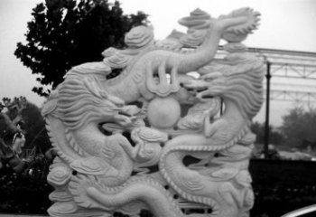 云南精美大理石双龙雕塑