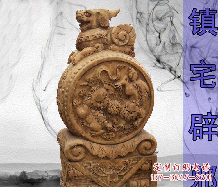云南仿古貔貅门墩镇宅辟邪石雕
