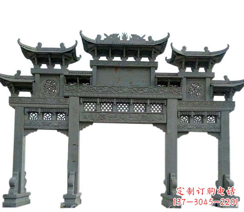 云南精美的仿古大理石牌坊雕塑