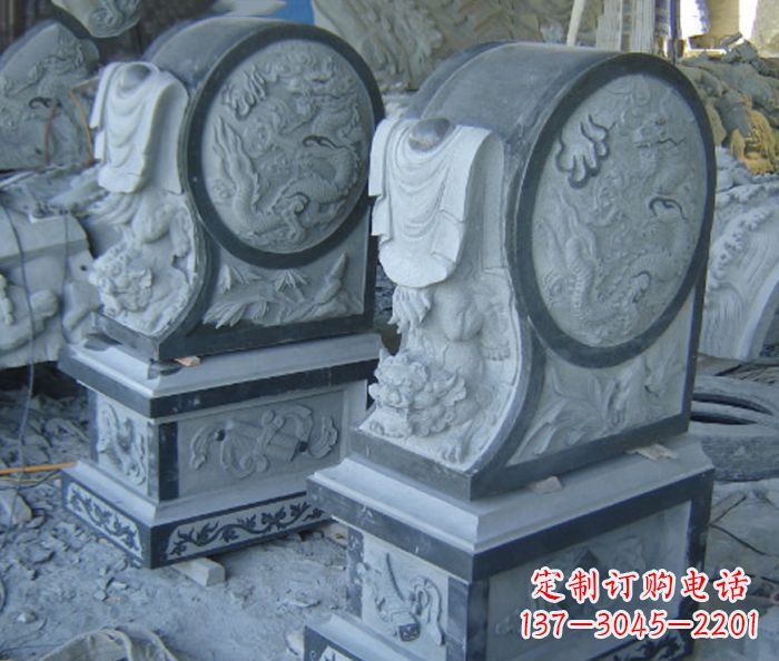 云南仿古石门墩招财抱鼓石雕塑
