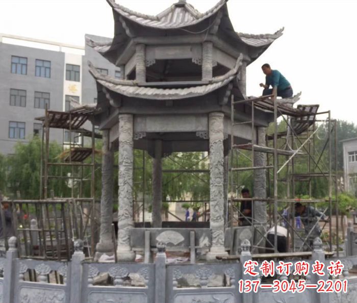 云南仿古双层石雕凉亭