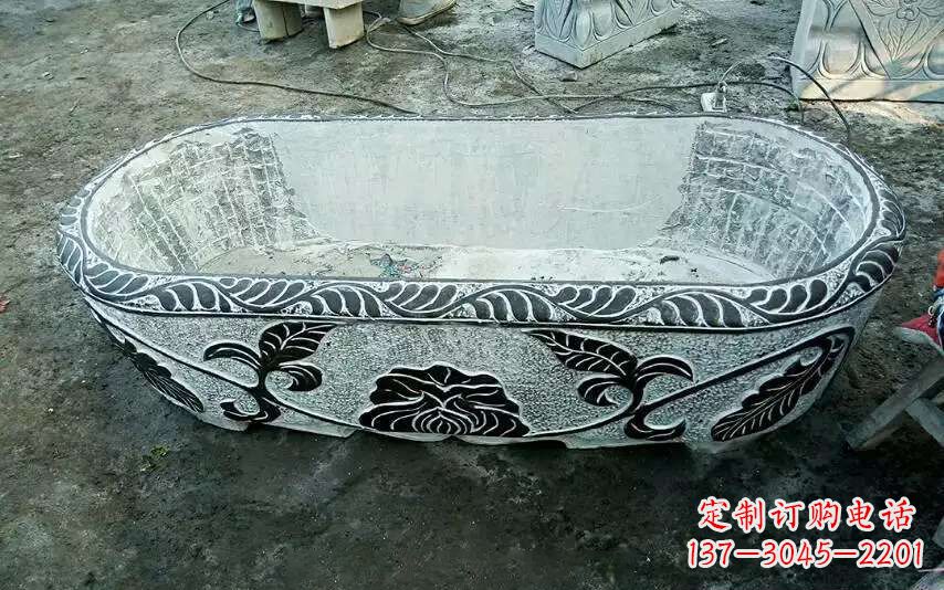 云南风格独特的仿古石头水缸雕塑