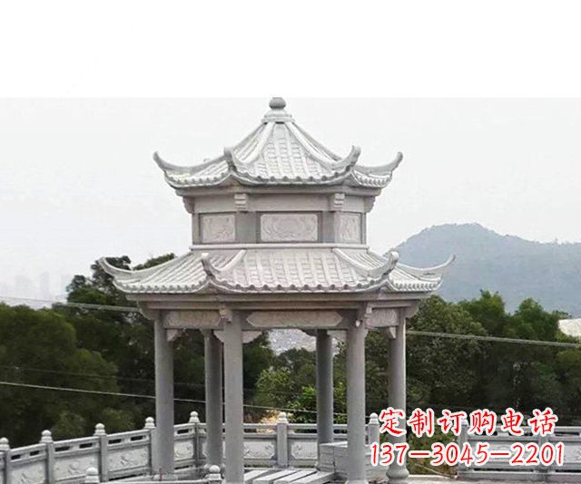 云南仿古双层石雕凉亭