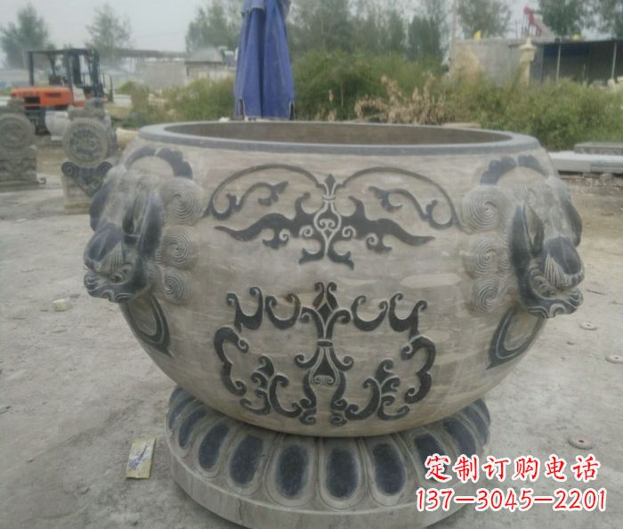 云南仿古圆形水缸石雕