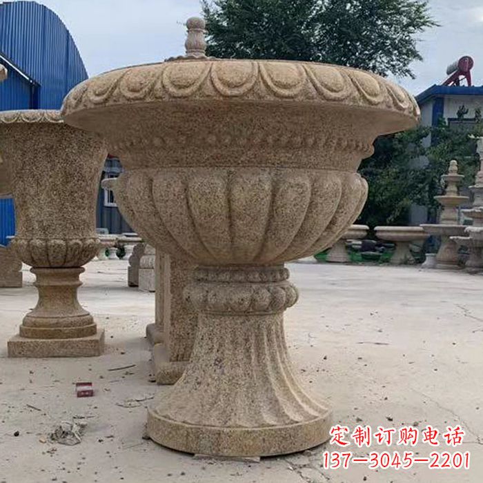 云南优雅高墩欧式石雕花盆