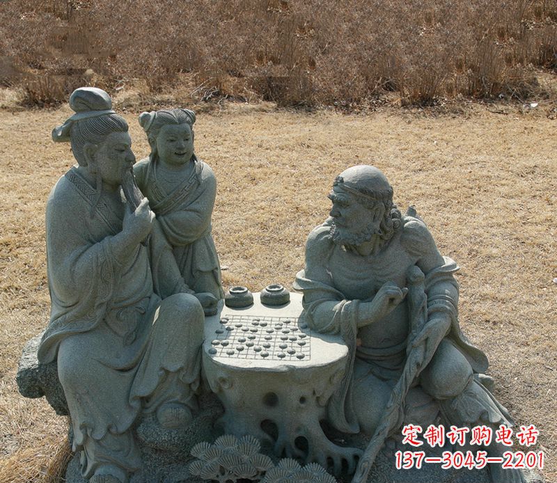 云南八仙下棋铜雕塑