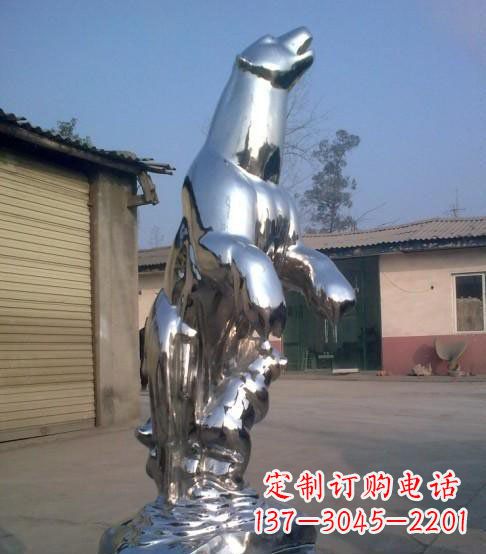 云南公园不锈钢抽象北极熊动物雕塑