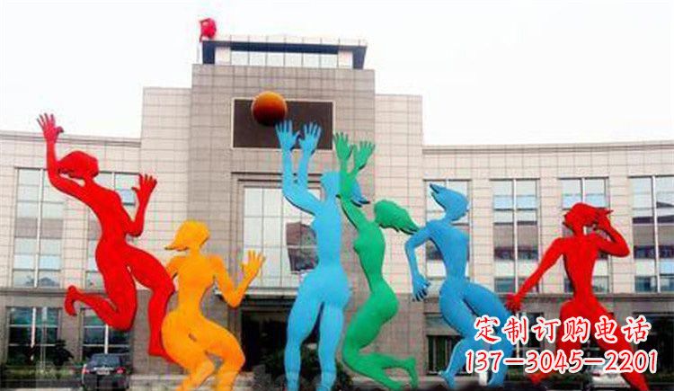 云南激情运动的写照不锈钢女孩打篮球雕塑
