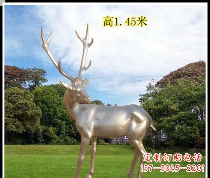 云南高端室外不锈钢巨型动物鹿雕塑