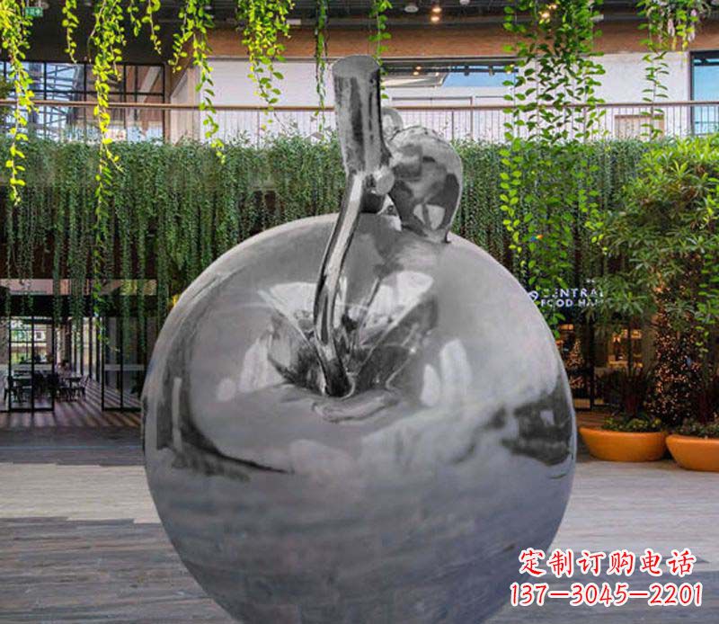 云南公园时尚不锈钢镜面苹果雕塑