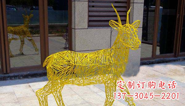 云南梦幻般的不锈钢小鹿大理石塑像