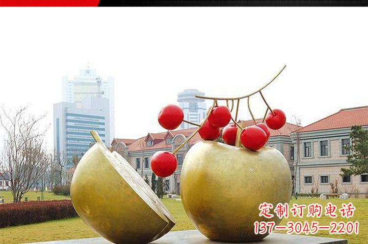 云南公园不锈钢苹果樱桃雕塑